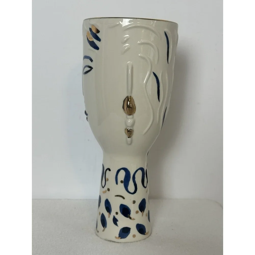 Anthropologie ATHENA Face Vase Planter Ceramic 10